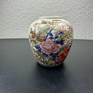 Japanese Vintage Porcelain Vase Painted By Shibata Toki Flower/Butterfly